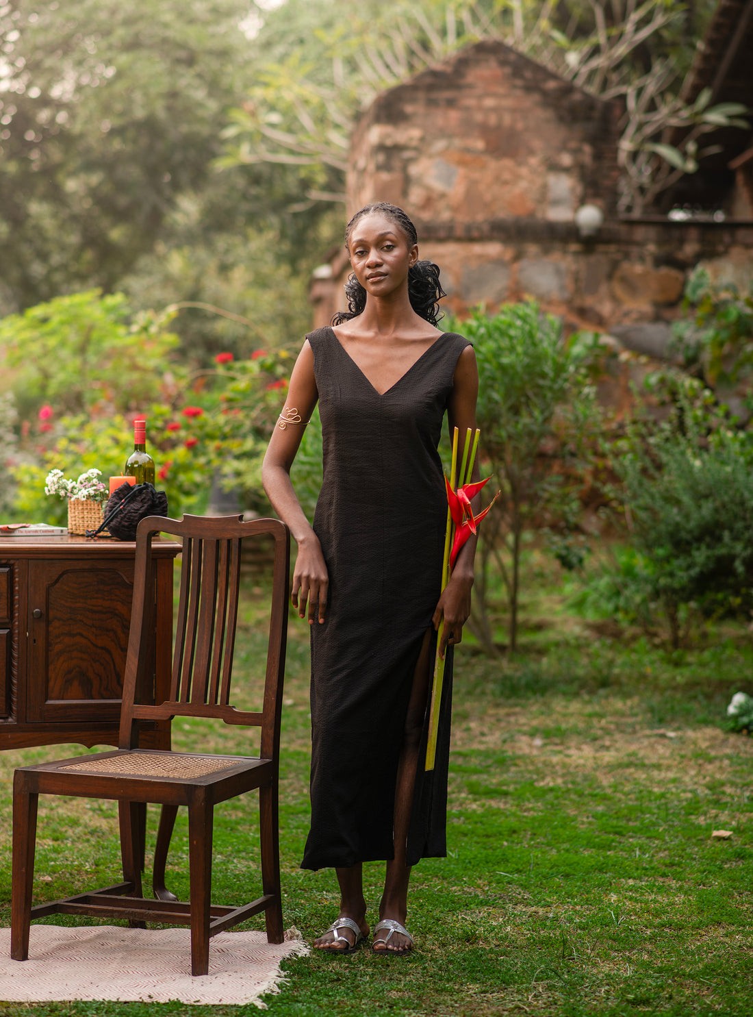 Reversible Black Seersucker Dress