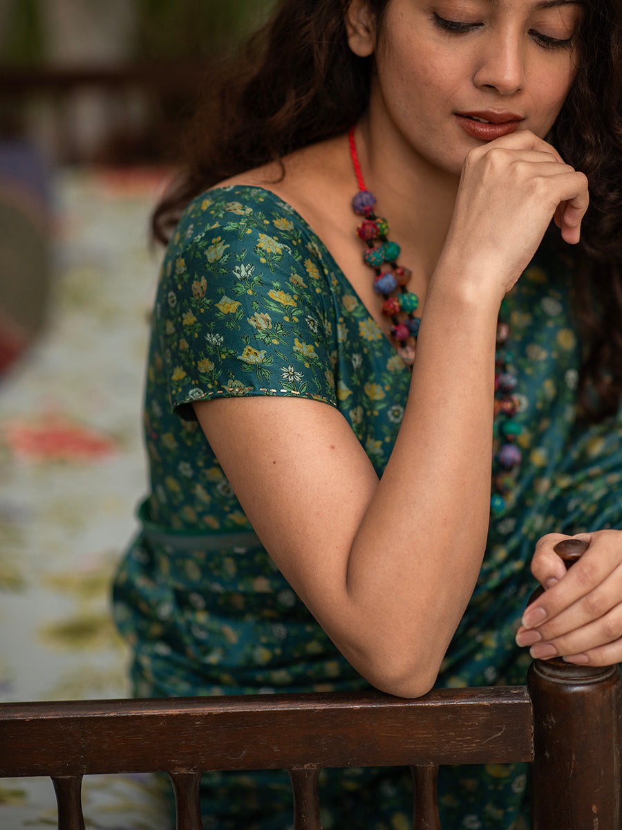 Zeenat Blouse Emerald Green