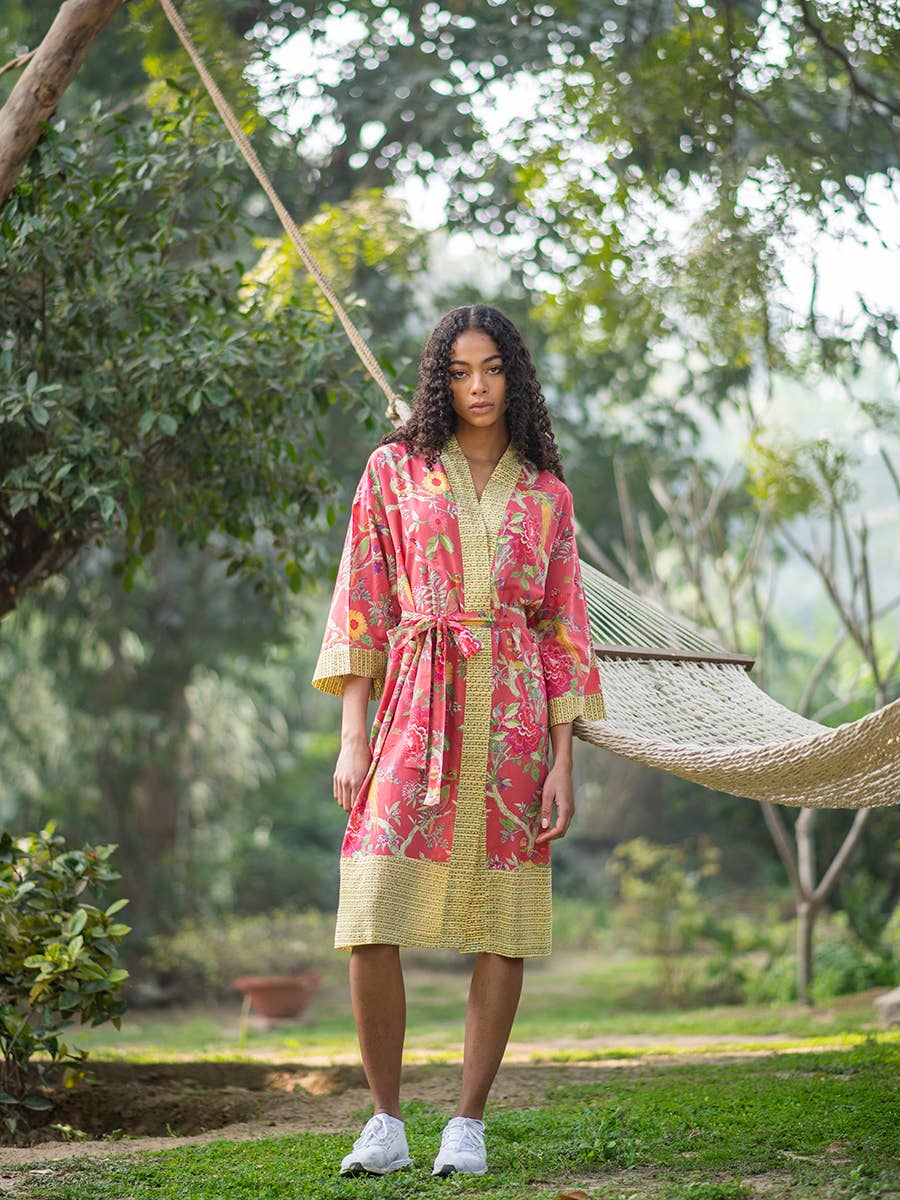 Cotton Voile Kimono Robe, India