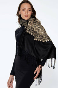 Vimala Black and Gold Shawl