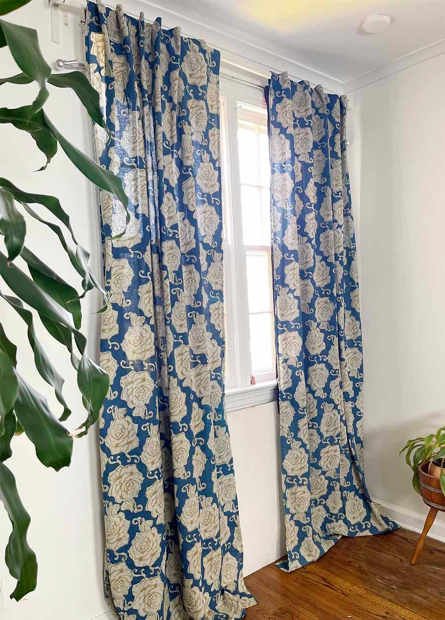 Block Printed Muslin Cotton Curtain Panels detail view 6 – Hill Station Ashland