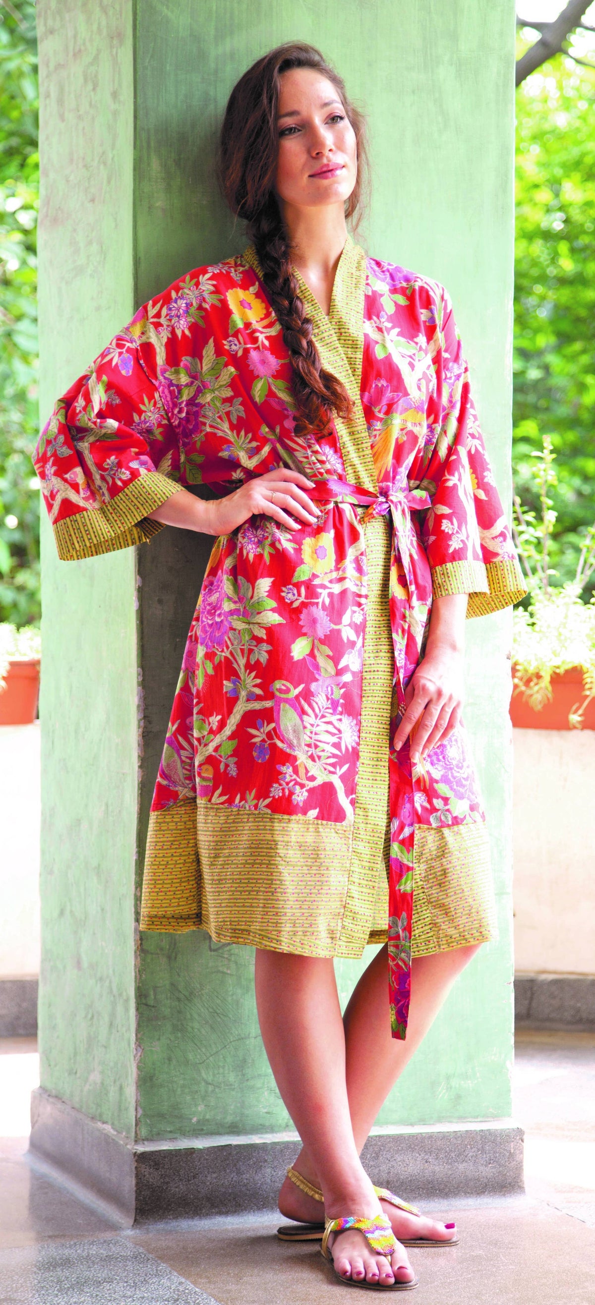 Cotton Voile Kimono Robe, India