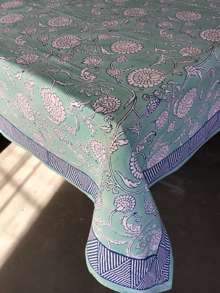 Hand Block Printed Tablecloths, 60” x 90” 
