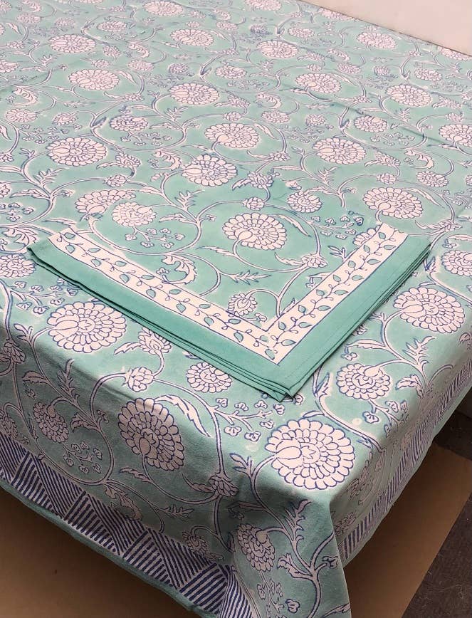 Hand Block Printed Tablecloths, 60” x 90” 