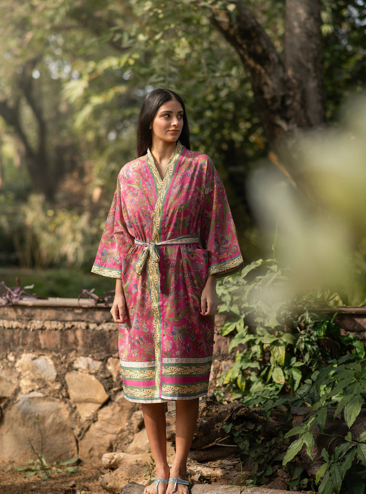 Cotton Voile Kimono Robe, India