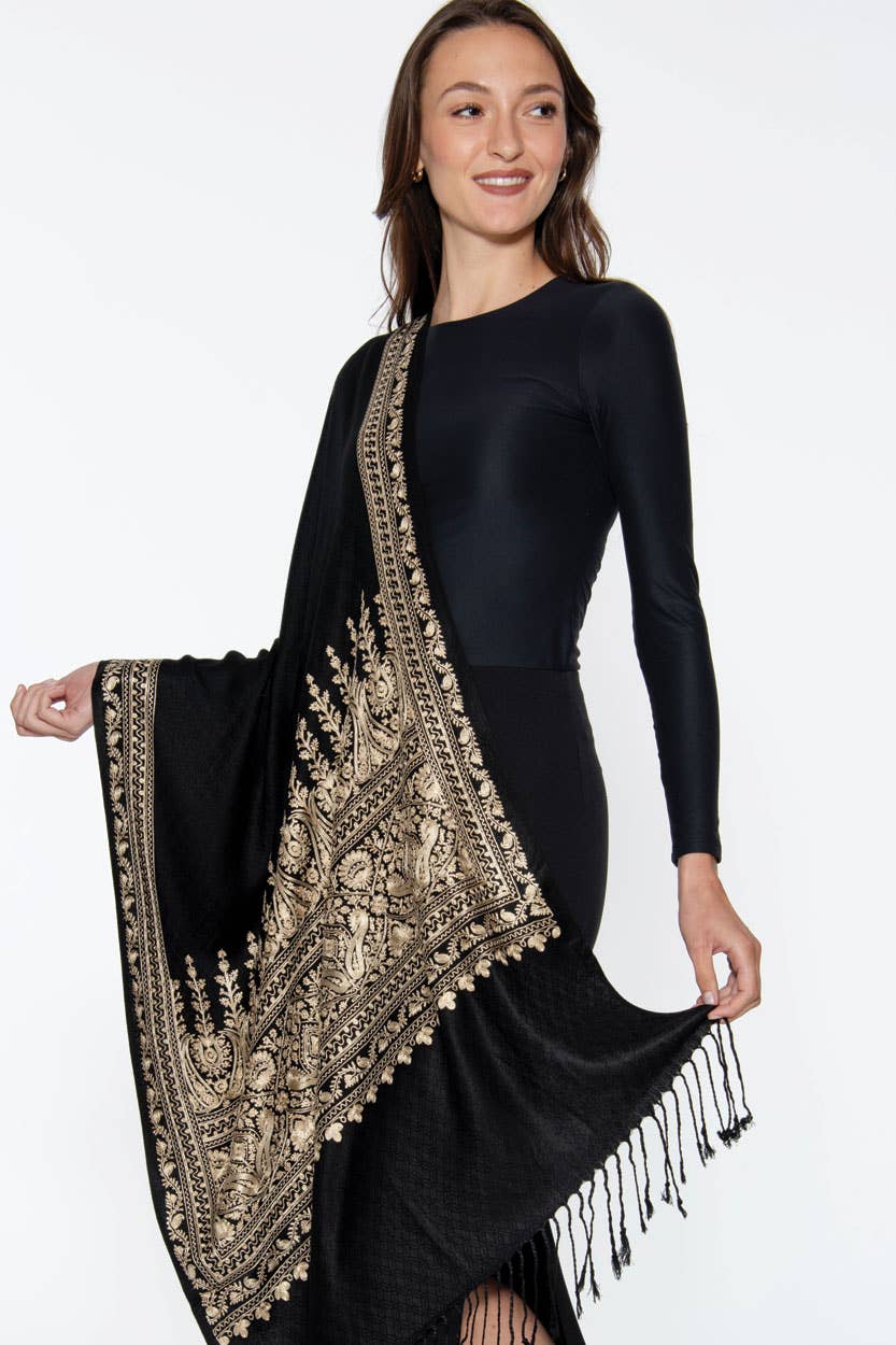 Vimala Black and Gold Shawl