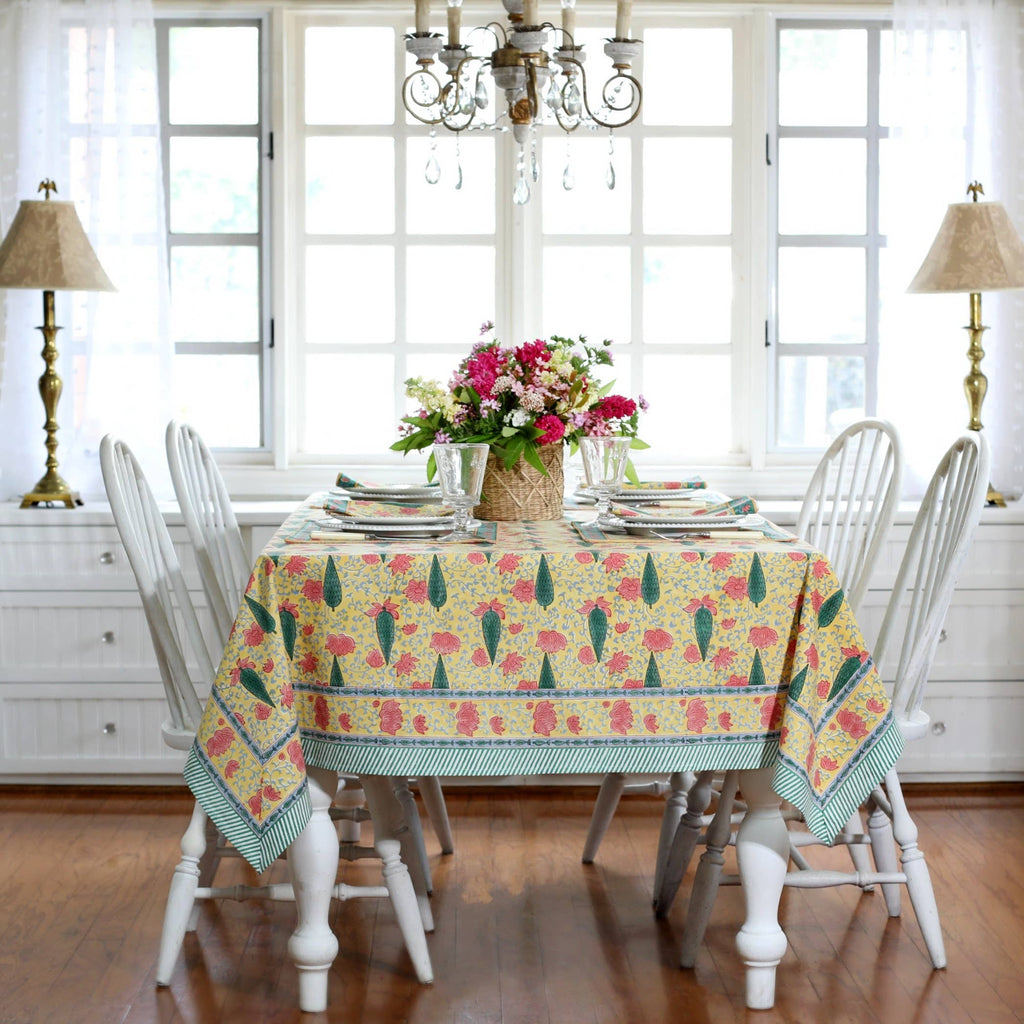 Hand Block Printed Tablecloths, 60” x 90” 