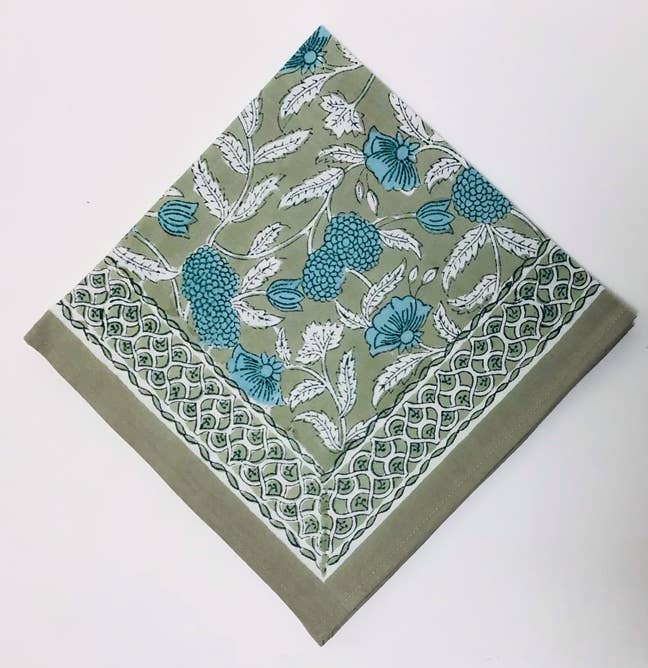 Hand Block-Printed Cotton Napkins, 20”
