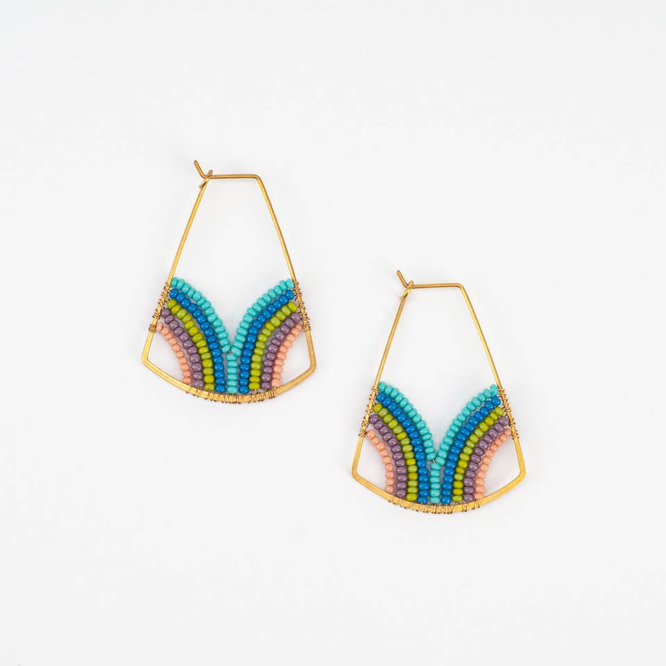 Glass Beaded Hoop Earrings