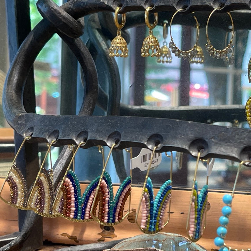 Glass Beaded Hoop Earrings