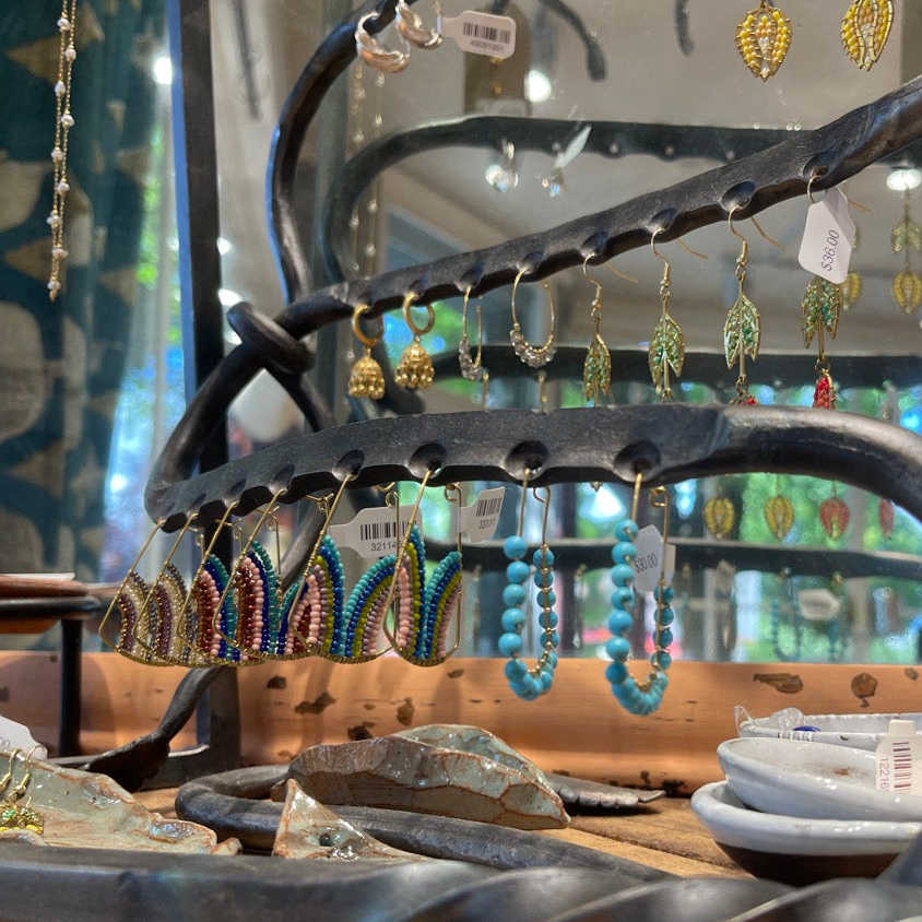 Glass Beaded Hoop Earrings