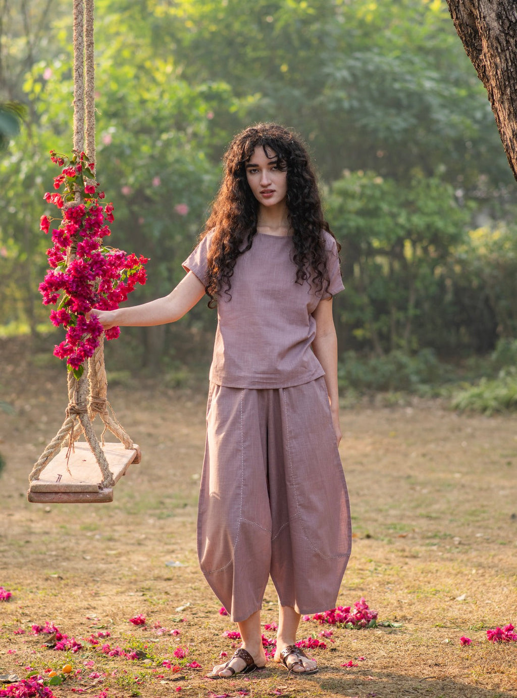 Mocha Cotton Balloon Pants