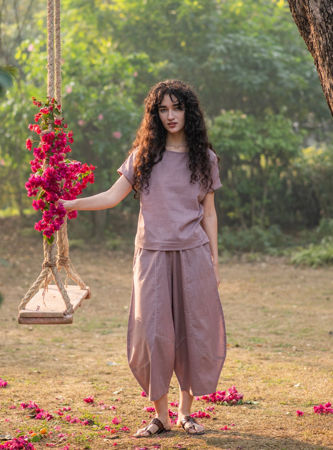 Mocha Cotton Balloon Pants