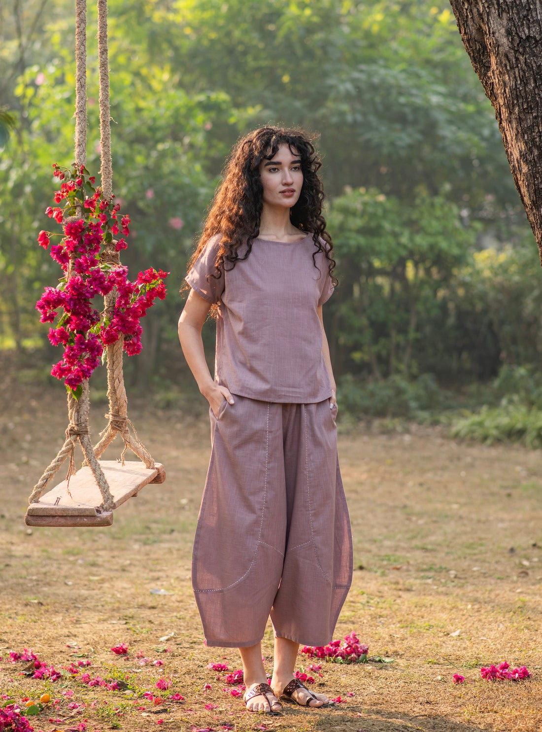 Mocha Cotton Balloon Pants