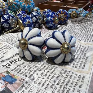 Blue Pottery Drawer Knobs