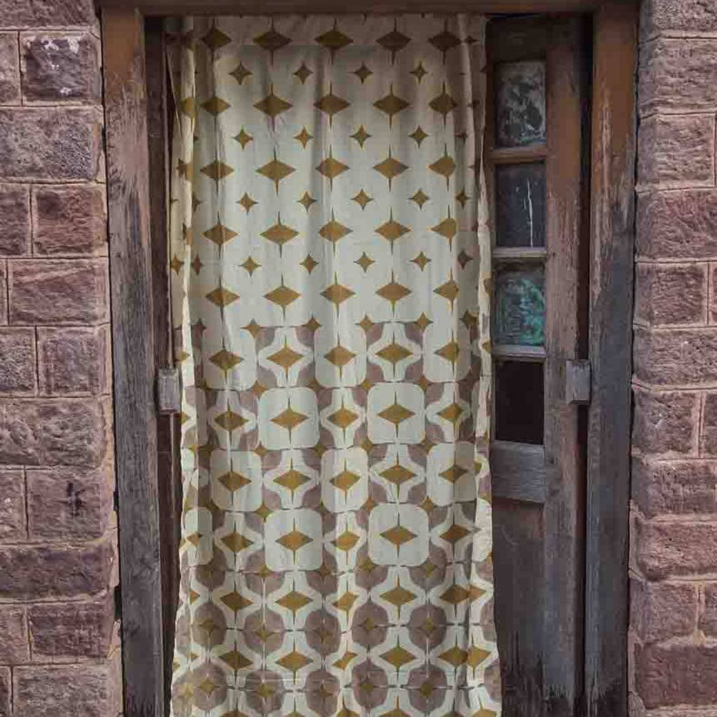 Block Printed Muslin Cotton Curtain Panels detail view 3 – Hill Station Ashland