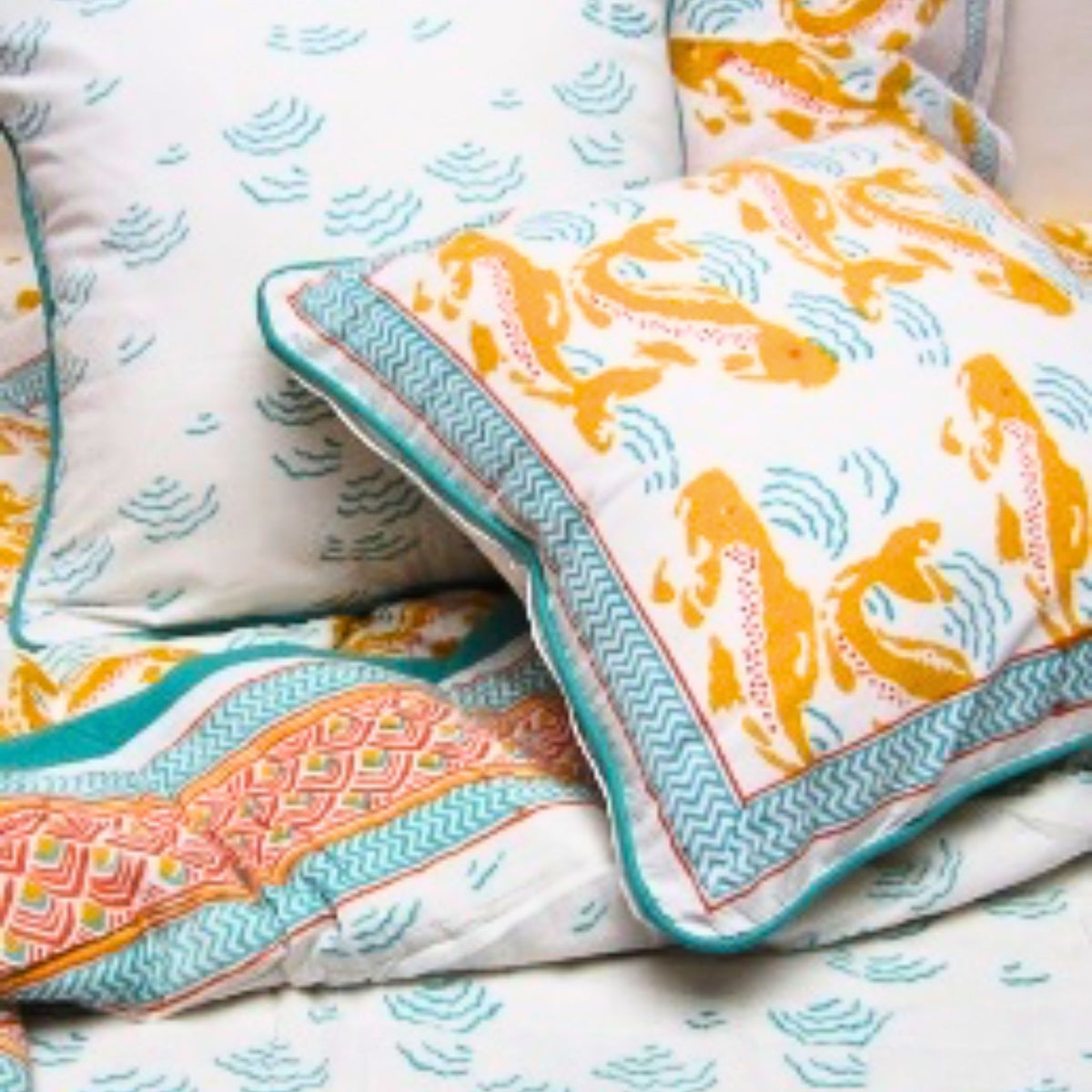 Blockprinted Cotton Quilts King detail view 3 – Hill Station Ashland