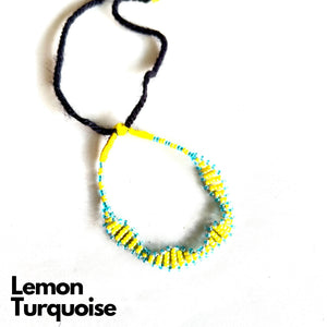 Maniya Bracelet Anklet Lemon center wiht  Turquoise edging