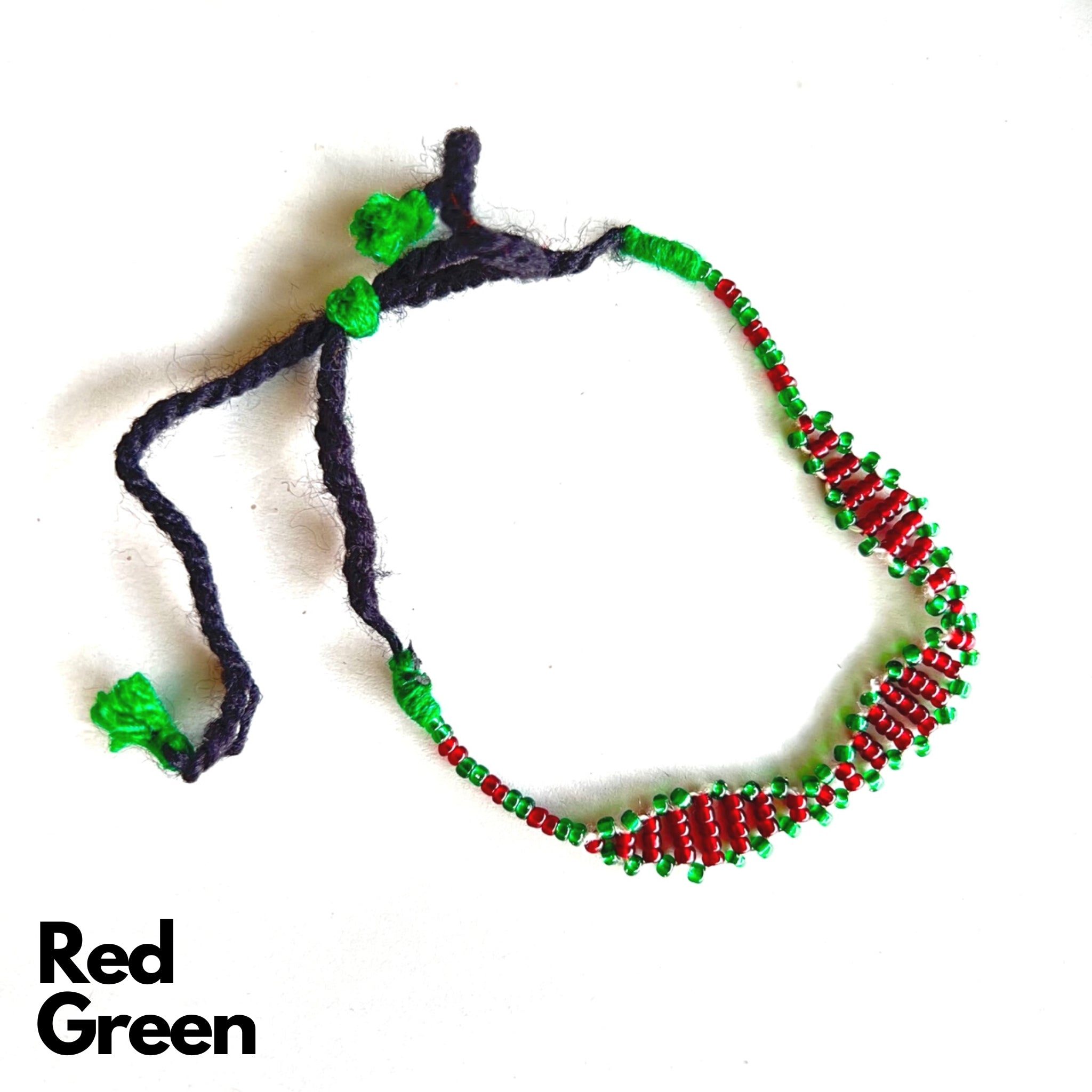 Maniya Bracelet Anklet Red center with  Green edging
