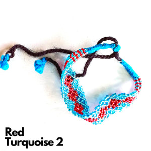 Maniya Bracelet Anklet Red center with Turquoise edging Style 2