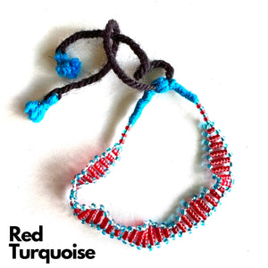 Maniya Bracelet Anklet Red center with Turquoise edging