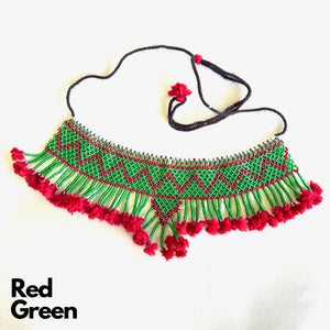 Maniya Beadwork Single Haar red center with green edging