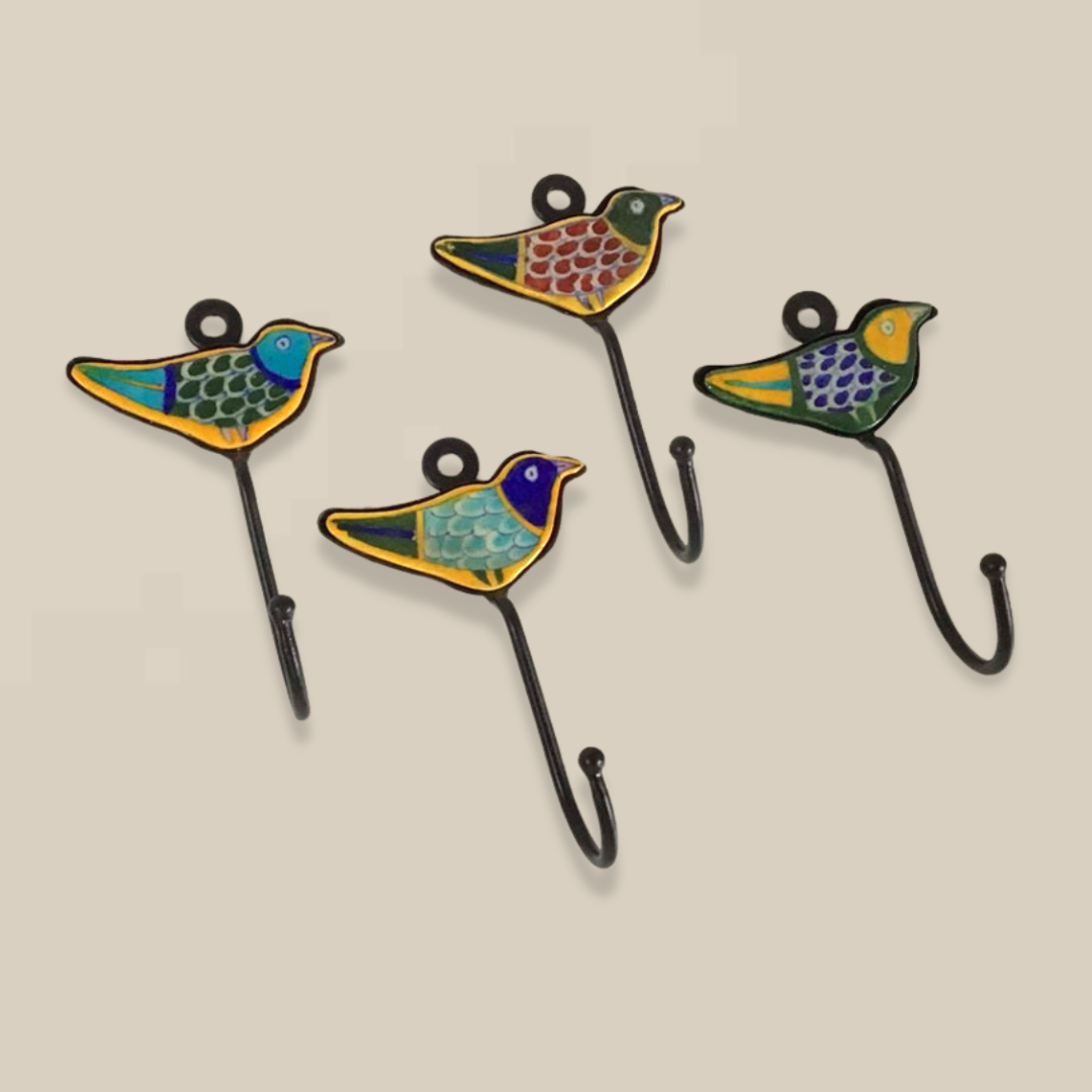 Blue Pottery Bird Robe Hooks detail view 6 – Hill Station Ashland