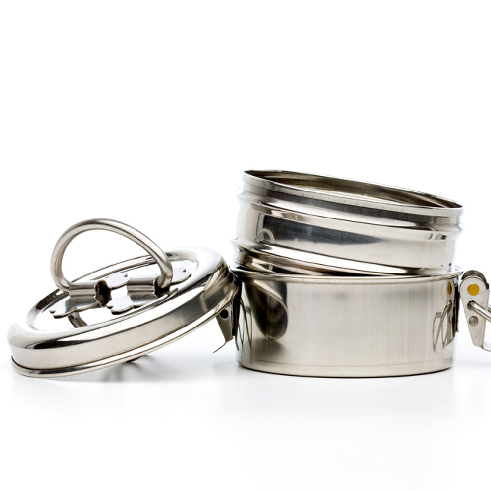 Stainless Steel Two-Tier Tiffin detail view 3 – Hill Station Ashland