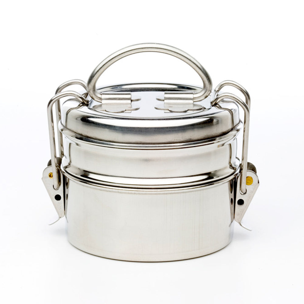 Stainless Steel Two-Tier Tiffin detail view 2 – Hill Station Ashland